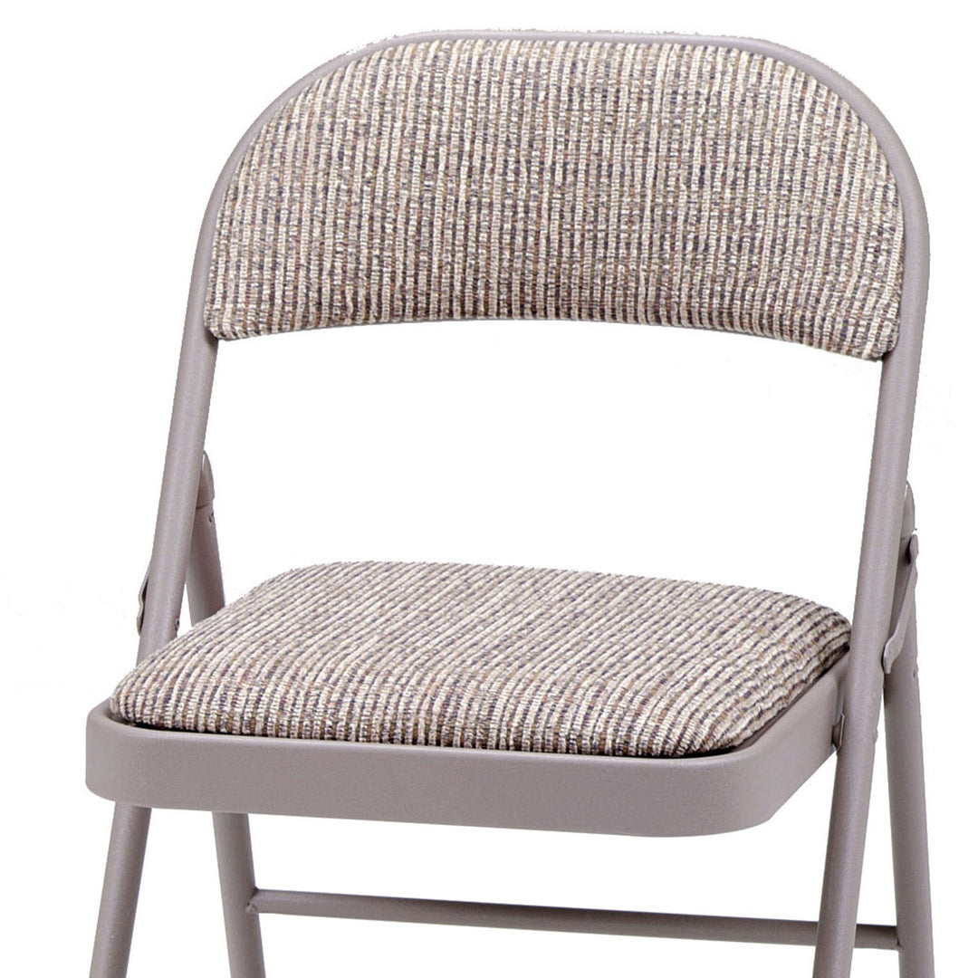 MECO Sudden Comfort Deluxe Metal Fabric Padded Folding Chair Set, Gray (4 Pack)