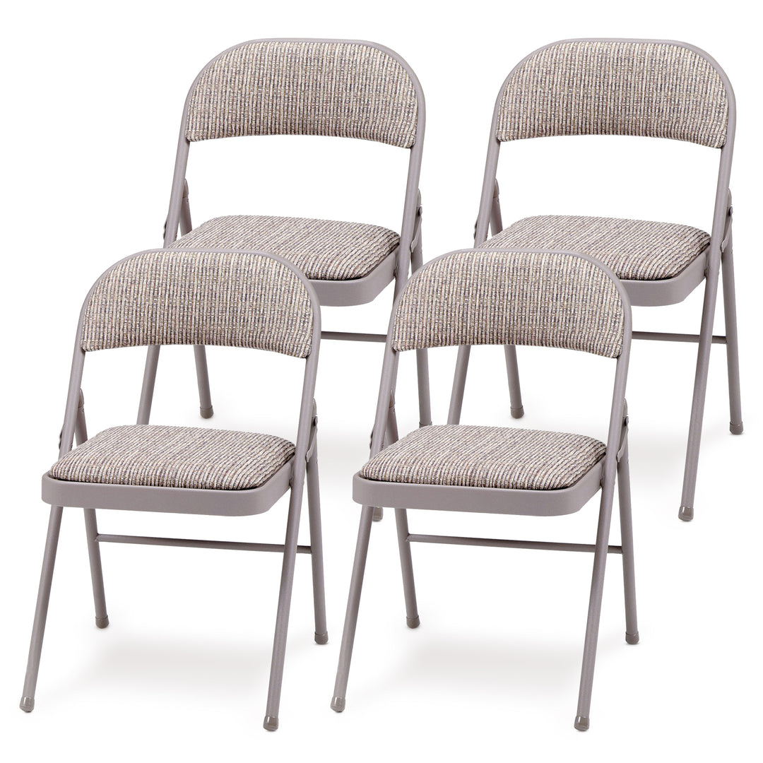 MECO Sudden Comfort Metal Fabric Padded Folding Chair, Gray (4 Pack) (Open Box)