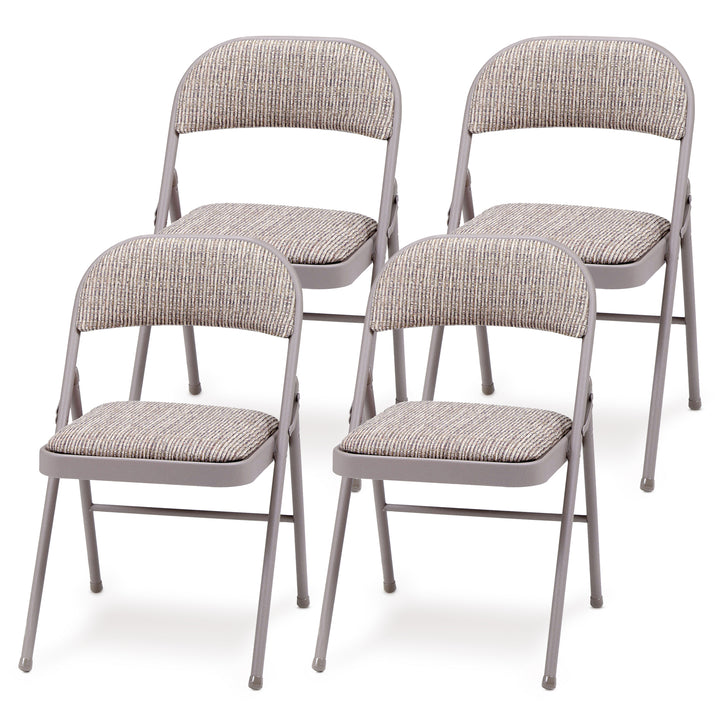 MECO Sudden Comfort Metal Fabric Padded Folding Chair, Gray (4 Pack) (Open Box)