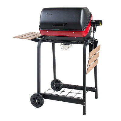 Americana Portable Electric Cart Grill with Two Folding Tables, Red (Open Box) - VMInnovations