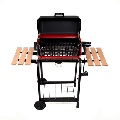 Americana 9325U8.181 Portable Electric Cart Grill with Two Folding Tables, Red - VMInnovations