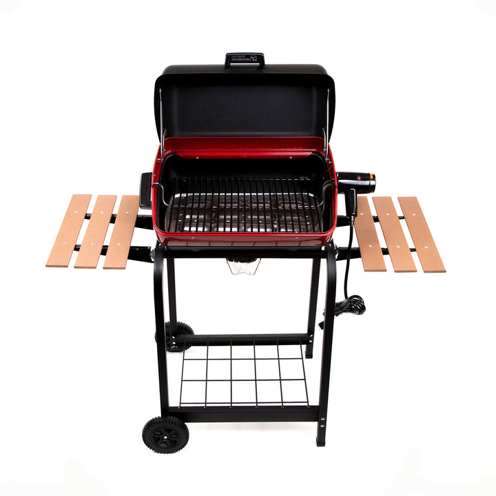 Americana Portable Electric Cart Grill with Two Folding Tables, Red (Open Box)