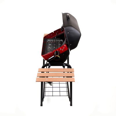 Americana Portable Electric Cart Grill with Two Folding Tables, Red (Open Box)