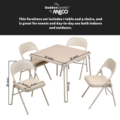 MECO Sudden Comfort 5 Piece 34x34 Card Table and 4 Chairs Furniture Set (Used) - VMInnovations