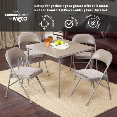 MECO Sudden Comfort 5 Piece Card Table & 4 Chairs Folding Furniture Set(Damaged)