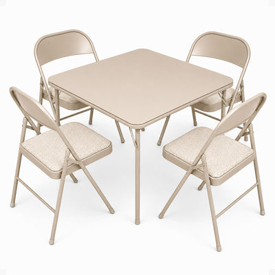 MECO Sudden Comfort 5 Piece Card Table & 4 Chairs Folding Furniture Set(Damaged)