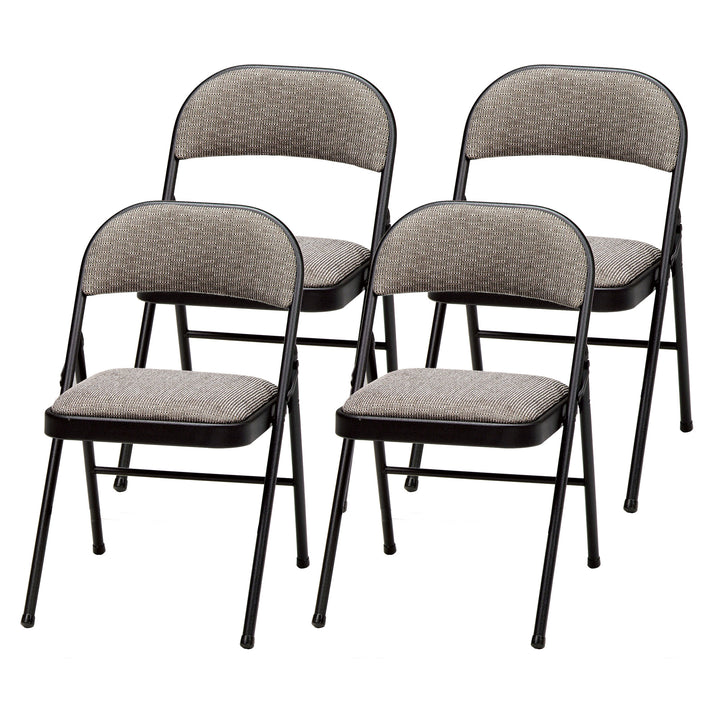 MECO Sudden Comfort Deluxe Metal Fabric Padded Folding Chair Set, Black (4 Pack) - VMInnovations