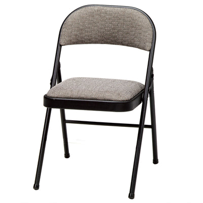 MECO Sudden Comfort Deluxe Metal Fabric Padded Chair Set, Black 4 PK(Open Box)