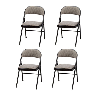 MECO Sudden Comfort Deluxe Metal Fabric Padded Chair Set, Black 4 PK(Open Box)