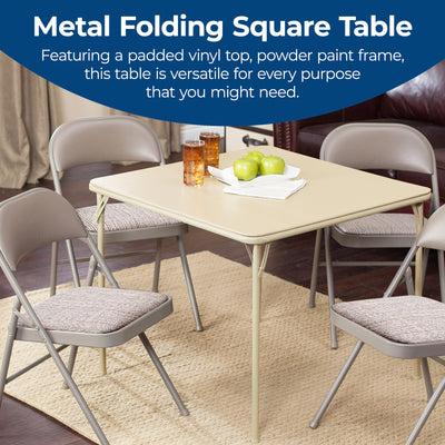 MECO Sudden Comfort 34 x 34 Inch Metal Folding Card Table, Buff (For Parts)