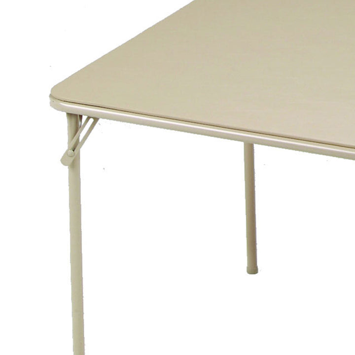 MECO Sudden Comfort 34 x 34 Inch Square Metal Folding Dining Card Table, Buff