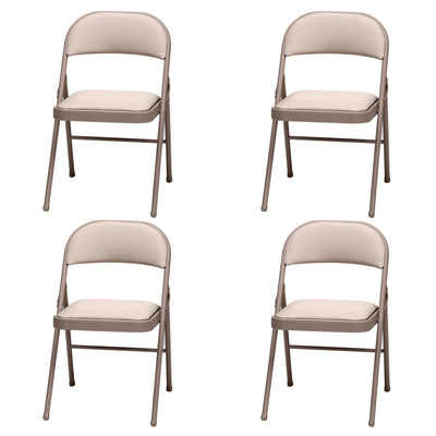 MECO Sudden Comfort Deluxe Metal Fabric Padded Folding Chair, Sand Tan (4 Pack)