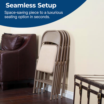 MECO Sudden Comfort Metal Fabric Padded Folding Chair (4 Pack) (Open Box) - VMInnovations