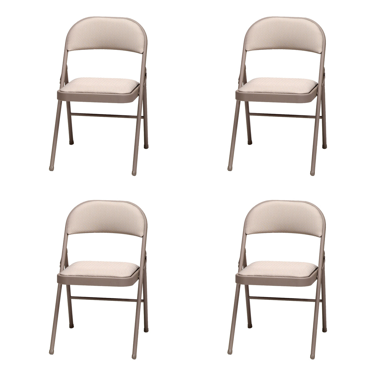 MECO Deluxe Metal Fabric Padded Folding Chair, Sand Tan (4 Pack) (For Parts)
