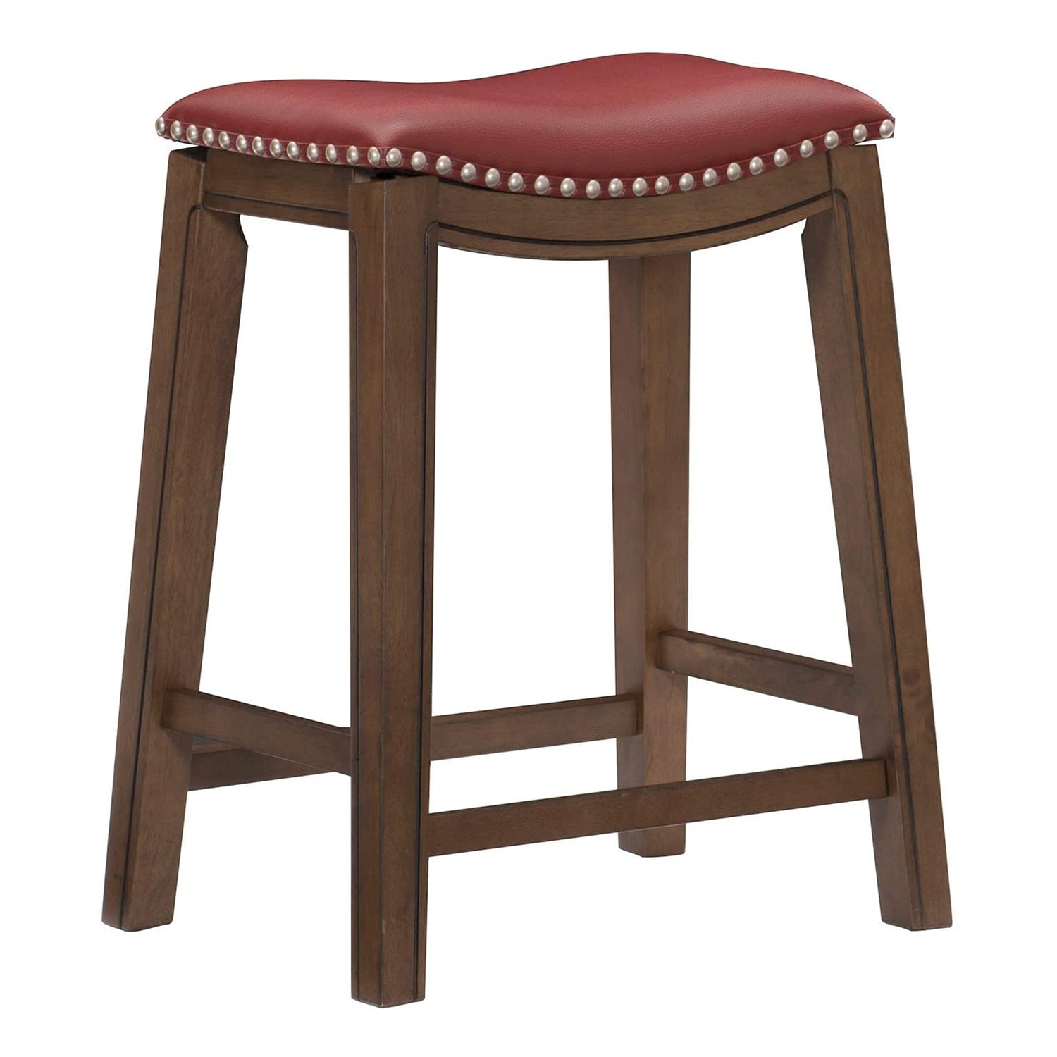 Homelegance 24" Counter Height Wooden Saddle Seat Barstool, Gray Red (2 Pack) - VMInnovations
