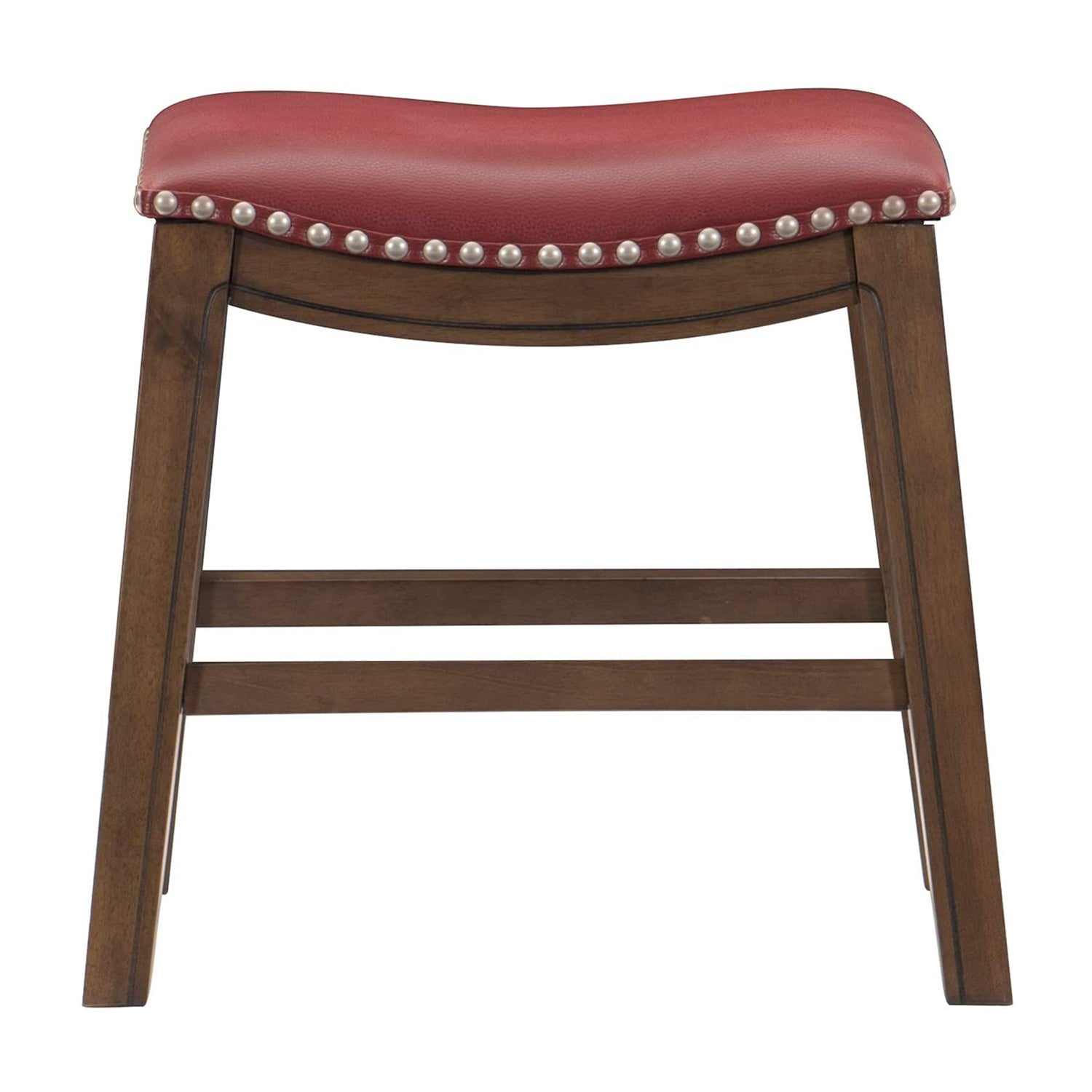 Homelegance 18" Dining Height Wooden Saddle Seat Barstool, Gray Red (2 Pack) - VMInnovations