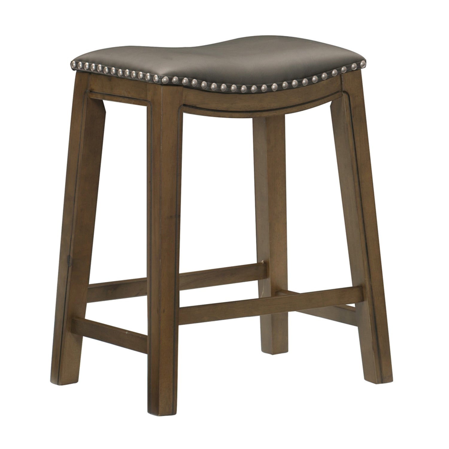 Homelegance 24" Counter Height Wooden Bar Stool Saddle Seat, Brown (4 Pack) - VMInnovations