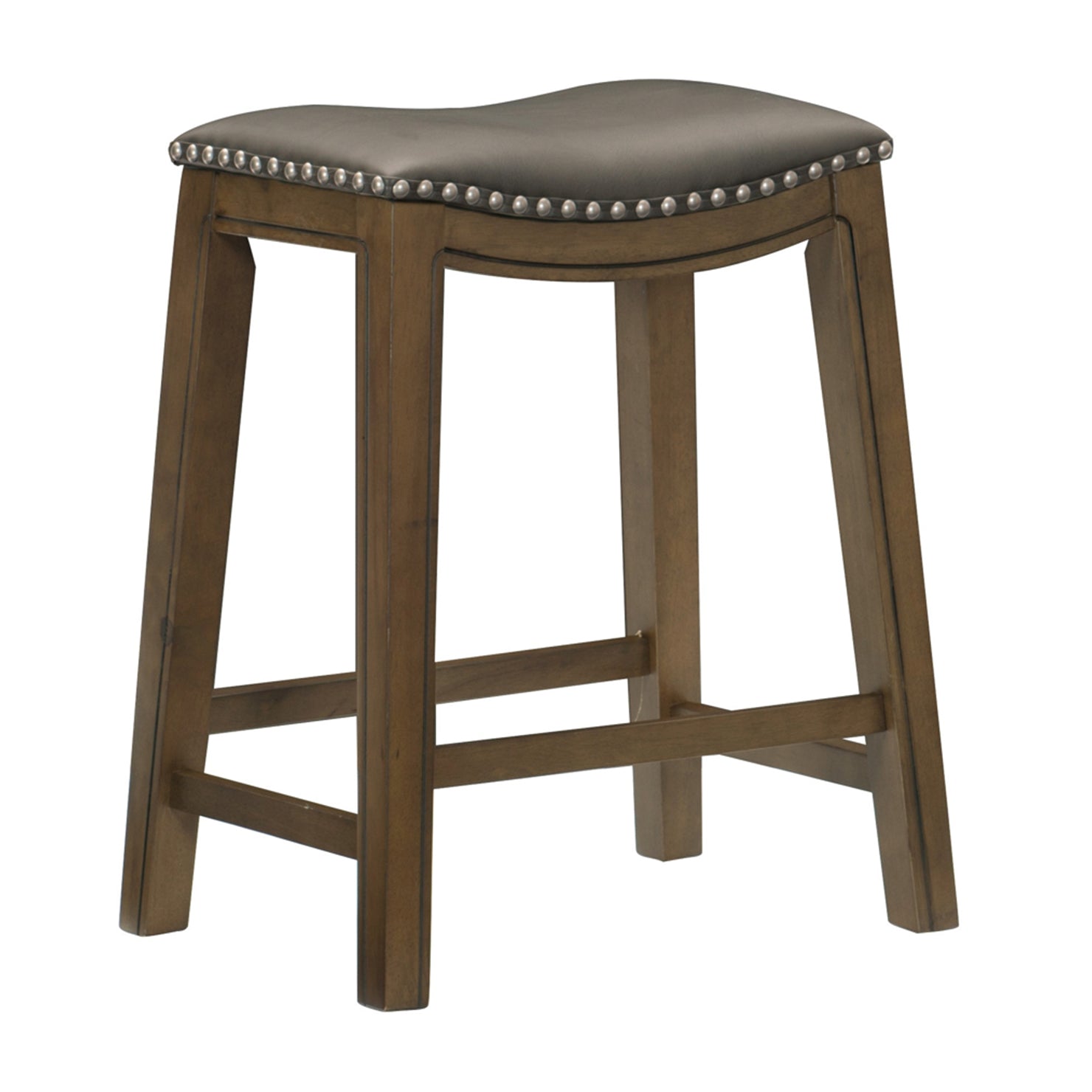Homelegance 24" Counter Height Wooden Saddle Seat Barstool, Gray Brown (2 Pack) - VMInnovations