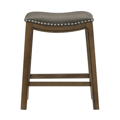 Homelegance 24" Counter Height Wooden Bar Stool Saddle Seat, Brown (4 Pack)