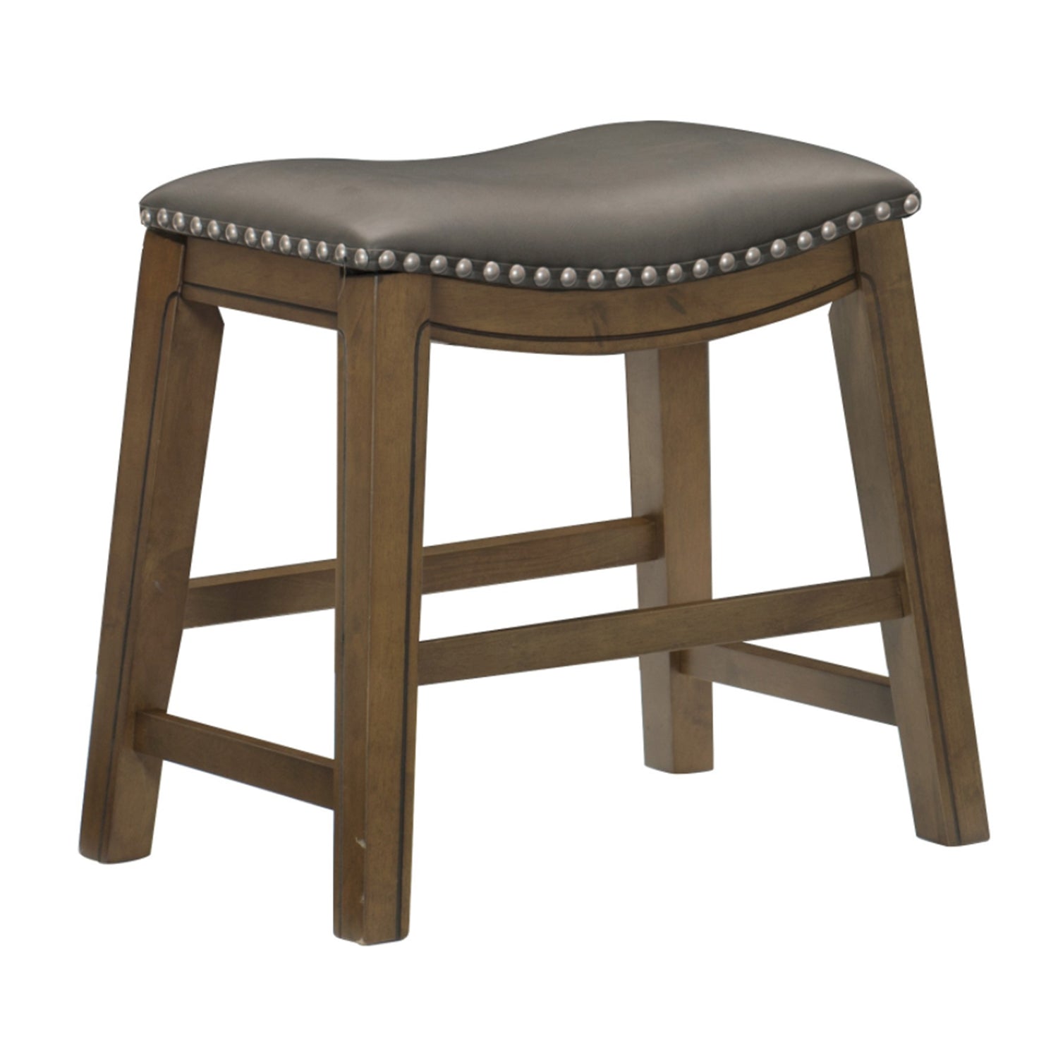 Homelegance 18" Dining Height Wooden Saddle Seat Barstool, Gray Brown (2 Pack) - VMInnovations