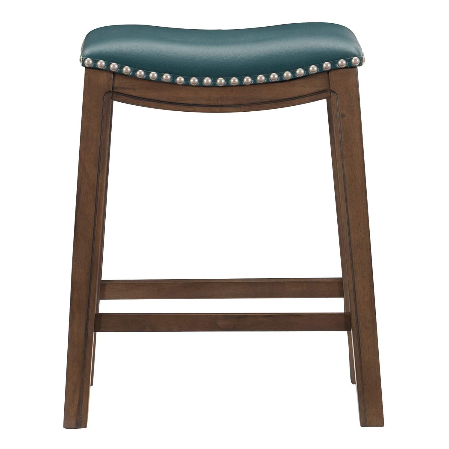 Homelegance 24" Counter Height Wooden Bar Stool Saddle Seat Barstool, Green - VMInnovations