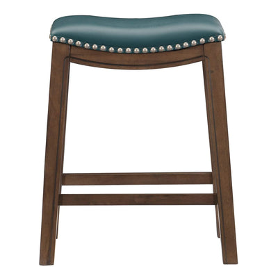 Homelegance 24" Counter Height Wooden Bar Stool Saddle Seat Barstool, Green