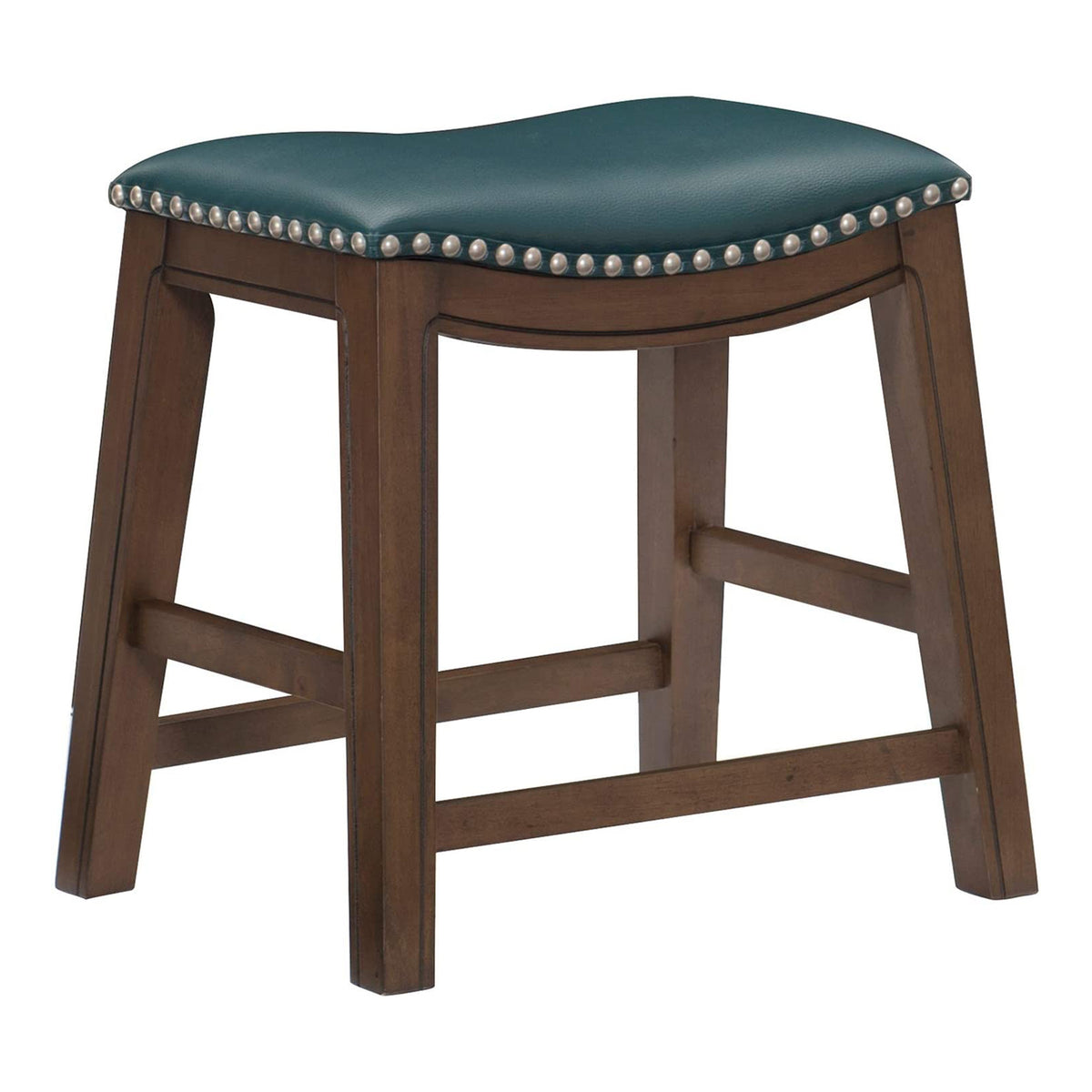 Homelegance 18" Dining Height Wooden Saddle Seat Barstool, Green Brown (4 Pack)