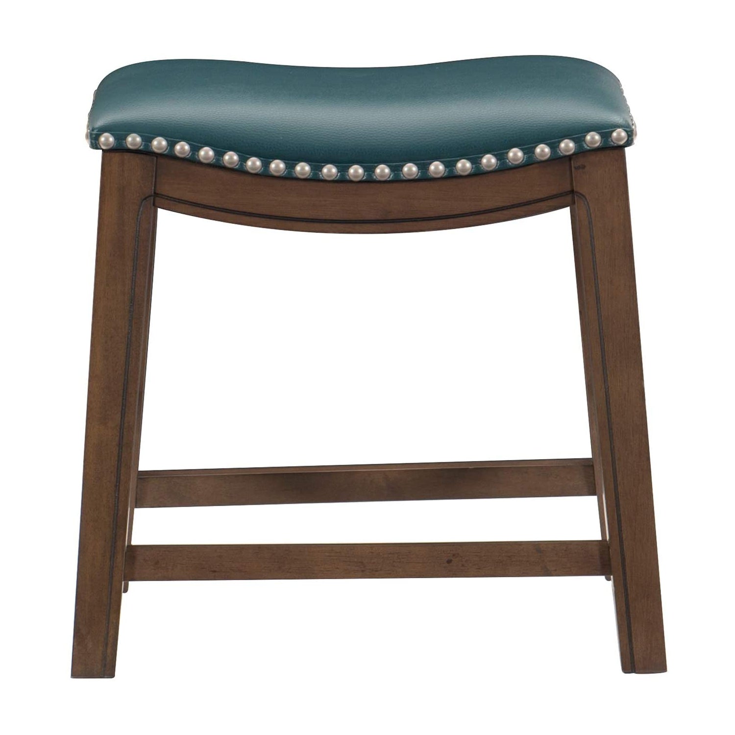 Homelegance 18" Dining Height Wooden Bar Stool Saddle Seat Barstool, Green Brown - VMInnovations