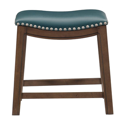 Homelegance 18" Dining Height Wooden Bar Stool Saddle Seat Barstool, Green Brown - VMInnovations