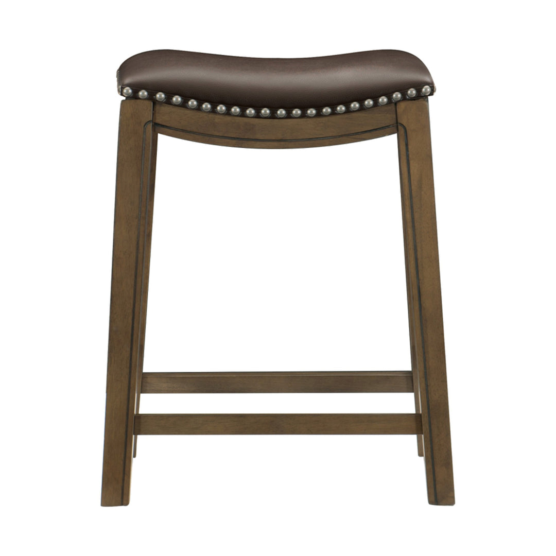 Homelegance 24" Height Wooden Bar Stool Saddle Seat Barstool, Brown (Open Box)