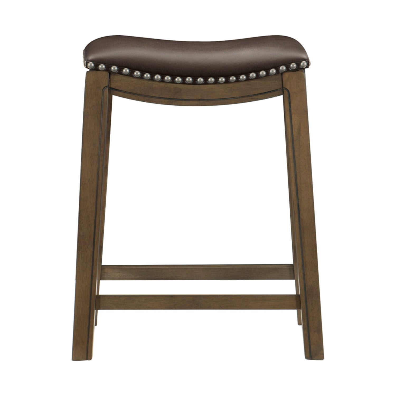 Homelegance 24" Counter Height Wooden Stool Saddle Seat Barstool, Brown (4 Pack) - VMInnovations
