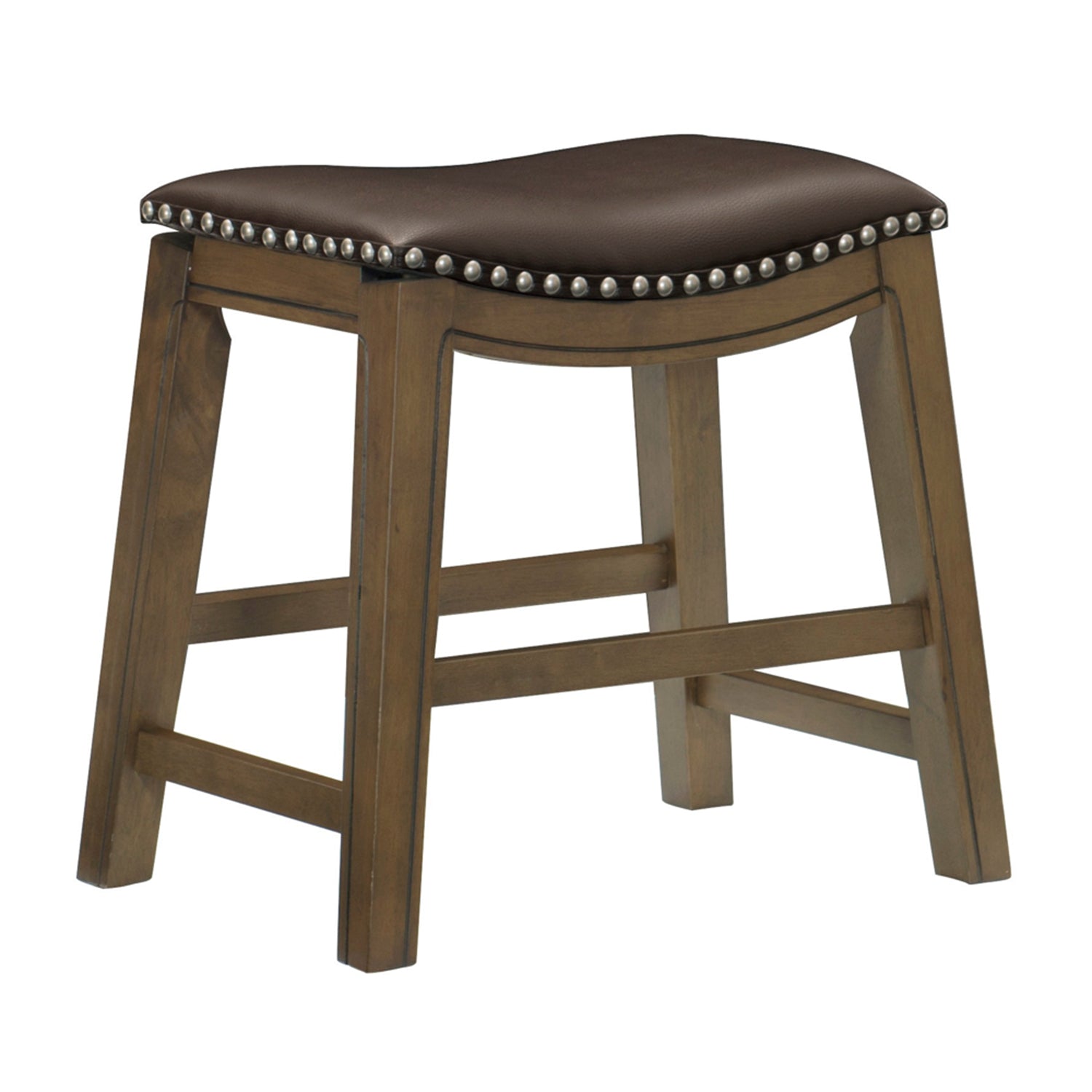 Homelegance 18-Inch Dining Height Wooden Saddle Seat Barstool, Brown (4 Pack) - VMInnovations