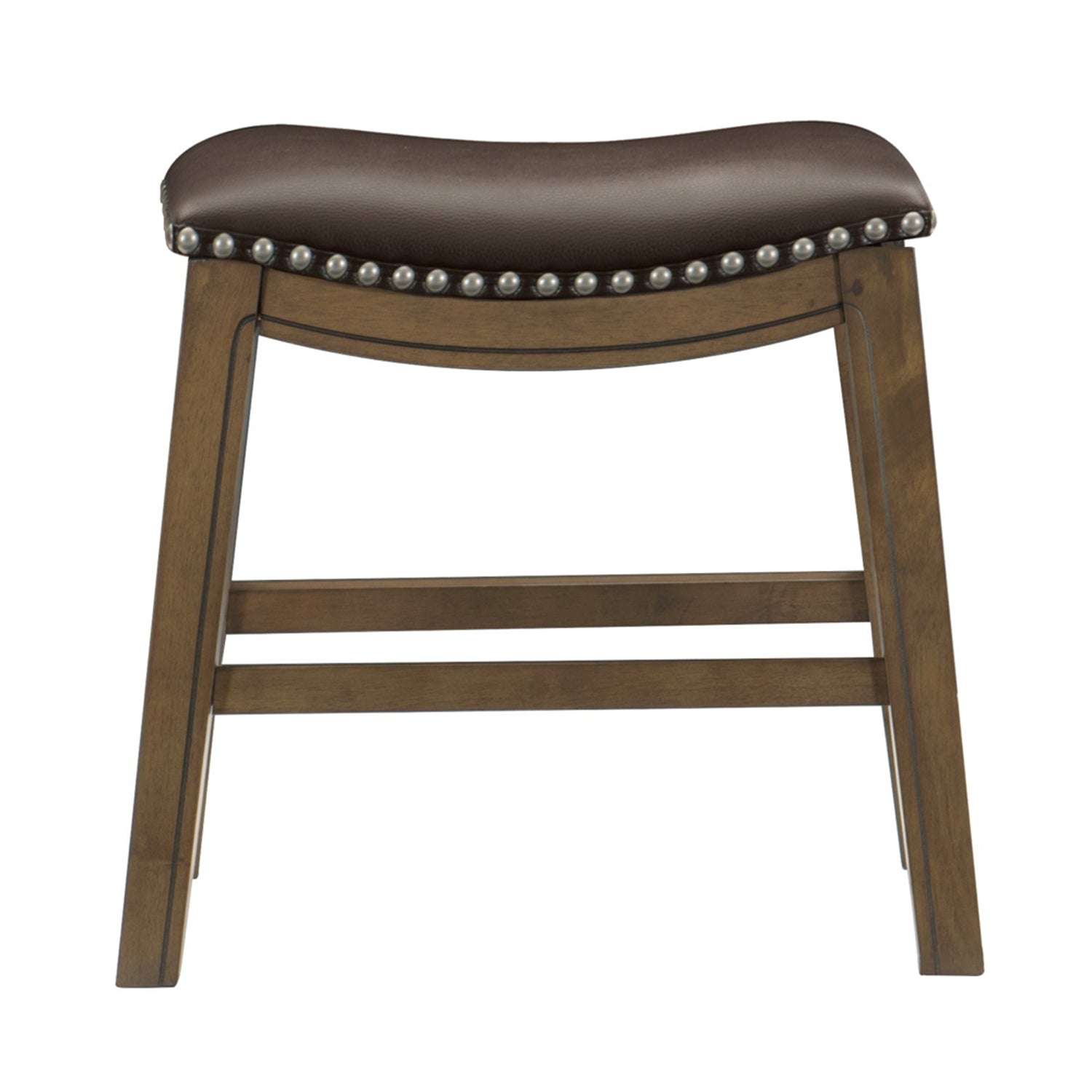 Homelegance 18-Inch Dining Height Wooden Saddle Seat Barstool, Brown (2 Pack) - VMInnovations