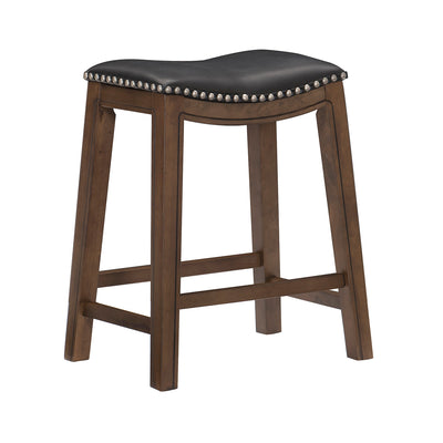 Homelegance 24" Counter Height Wooden Saddle Seat Barstools, Black (2 Pack) - VMInnovations