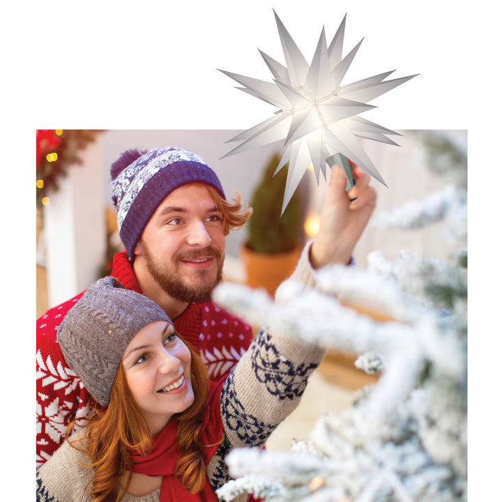 Keystone Holiday 12 Inch Prelit LED Christmas Holiday Star Tree Topper, White