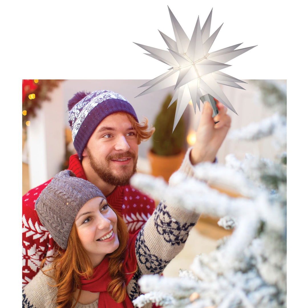 Keystone Holiday 12 Inch Prelit LED Christmas Holiday Star Tree Topper, White