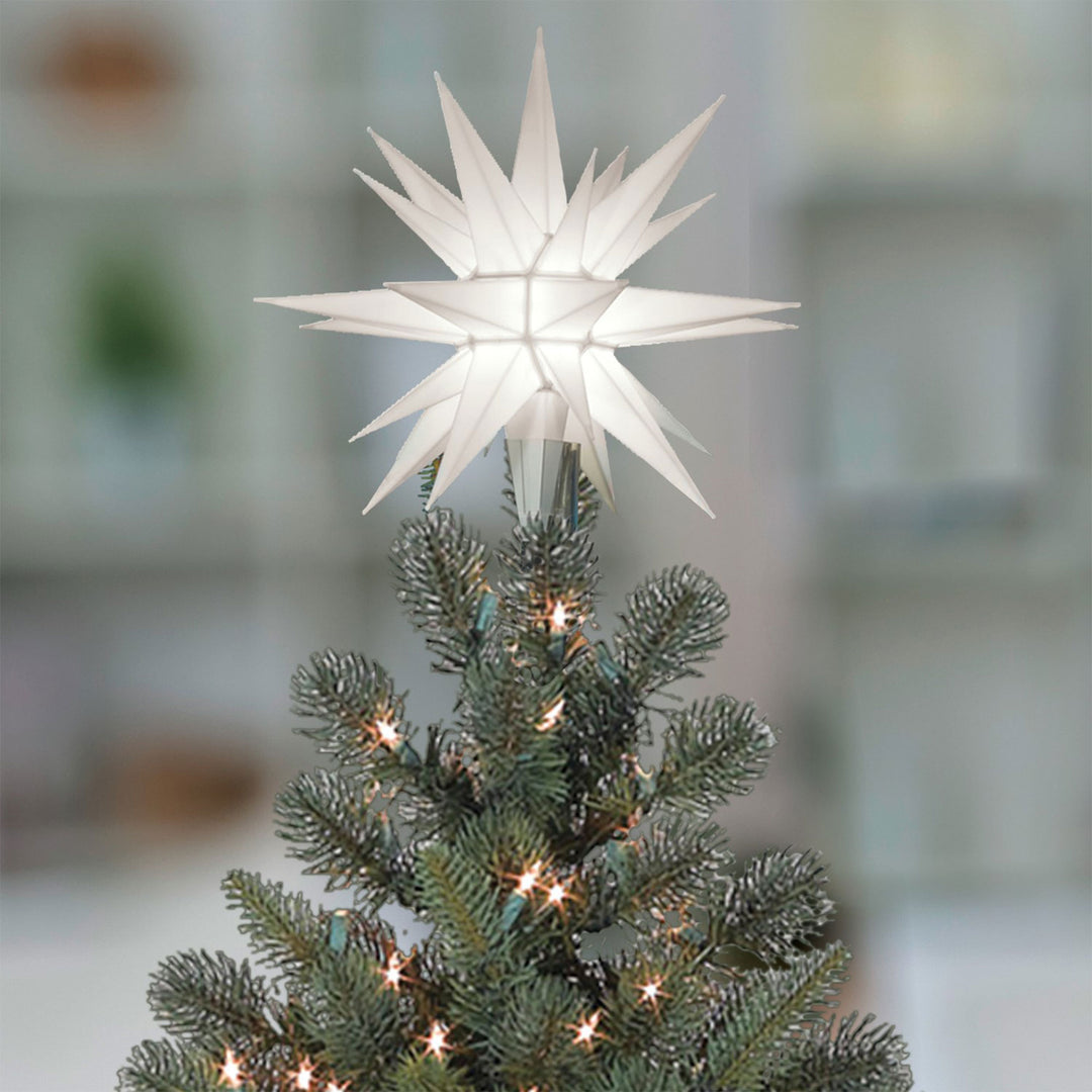 Keystone Holiday 12 Inch Prelit LED Christmas Holiday Star Tree Topper, White