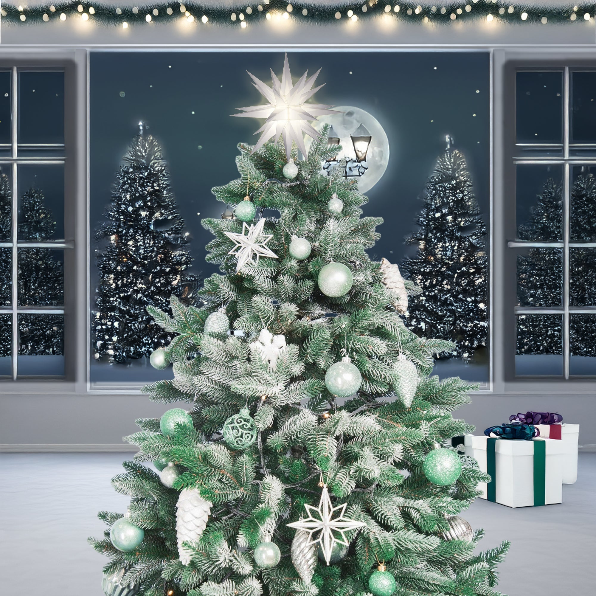 Keystone Holiday 12 Inch Prelit LED Christmas Star Tree Topper, White (Used) - VMInnovations