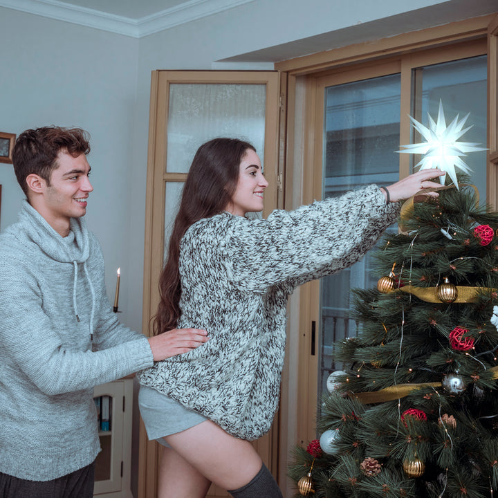 Keystone Holiday 12 Inch Prelit LED Christmas Holiday Star Tree Topper, White