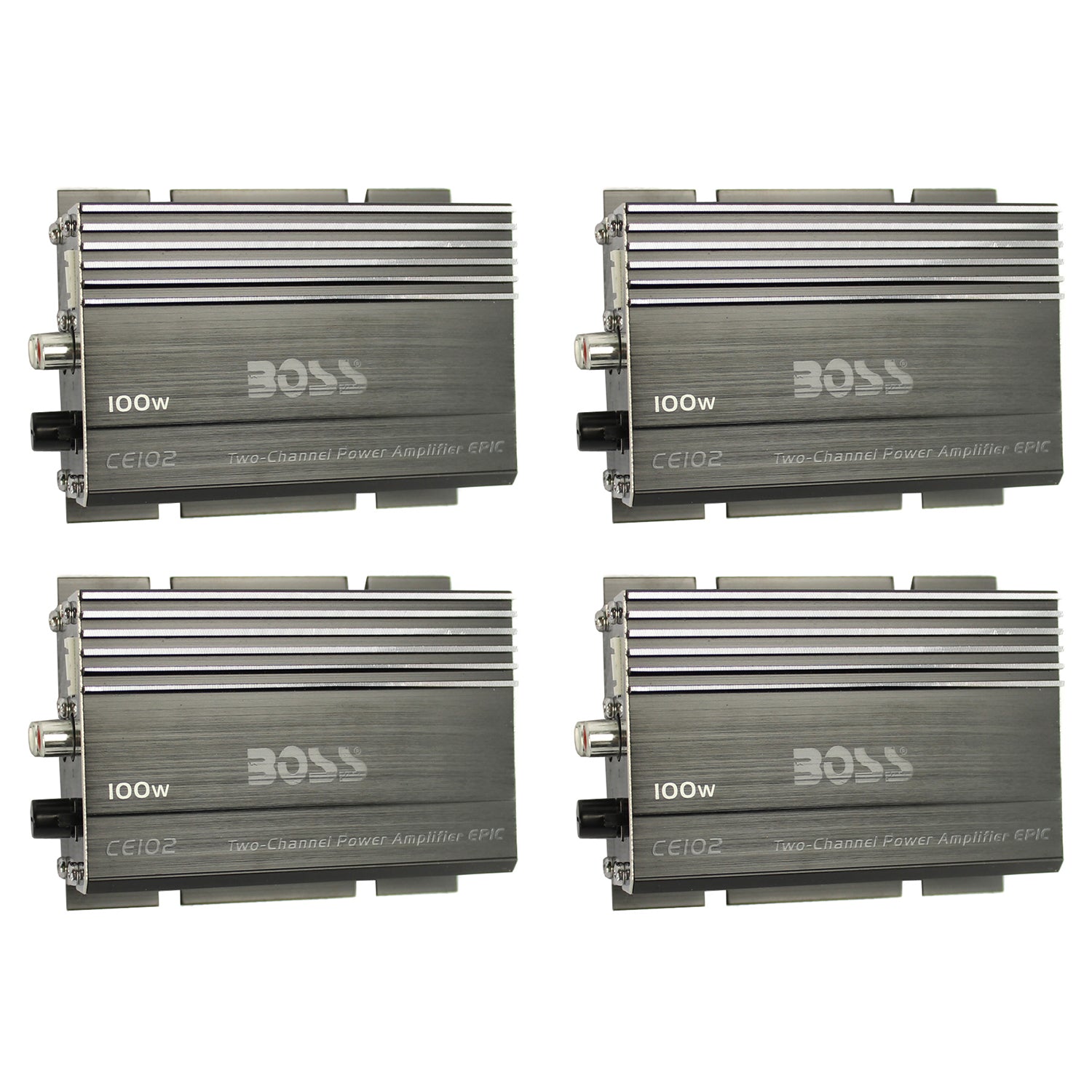 BOSS CE102 100 Watt 2 Channel Car/Motorcycle/ATV Audio Power Amplifier (4 Pack)