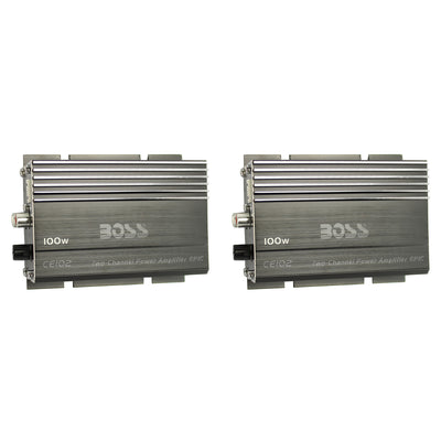 BOSS CE102 100 Watt 2 Channel Car/Motorcycle/ATV Audio Power Amplifier (2 Pack)