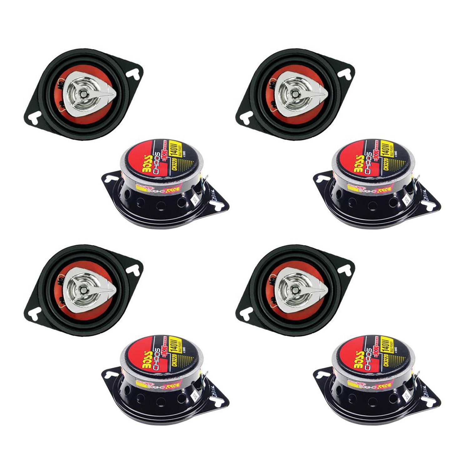 BOSS CH3220 3.5" 2-Way 140W Car Audio Coaxial Speakers Stereo Red PAIR (4 Pack)