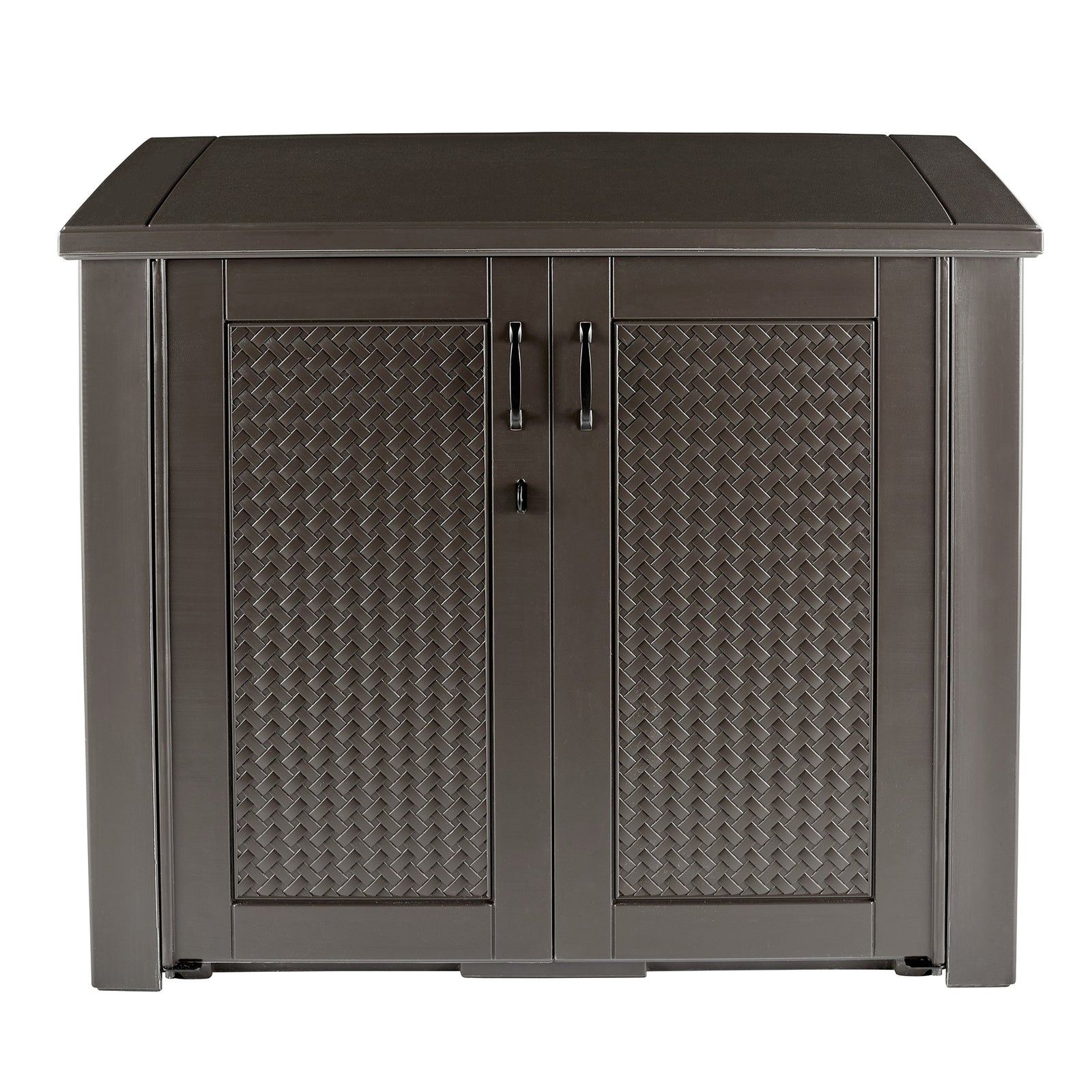 Rubbermaid Weather Resistant Weaved Resin Outdoor Patio Storage Cabinet, Brown - VMInnovations