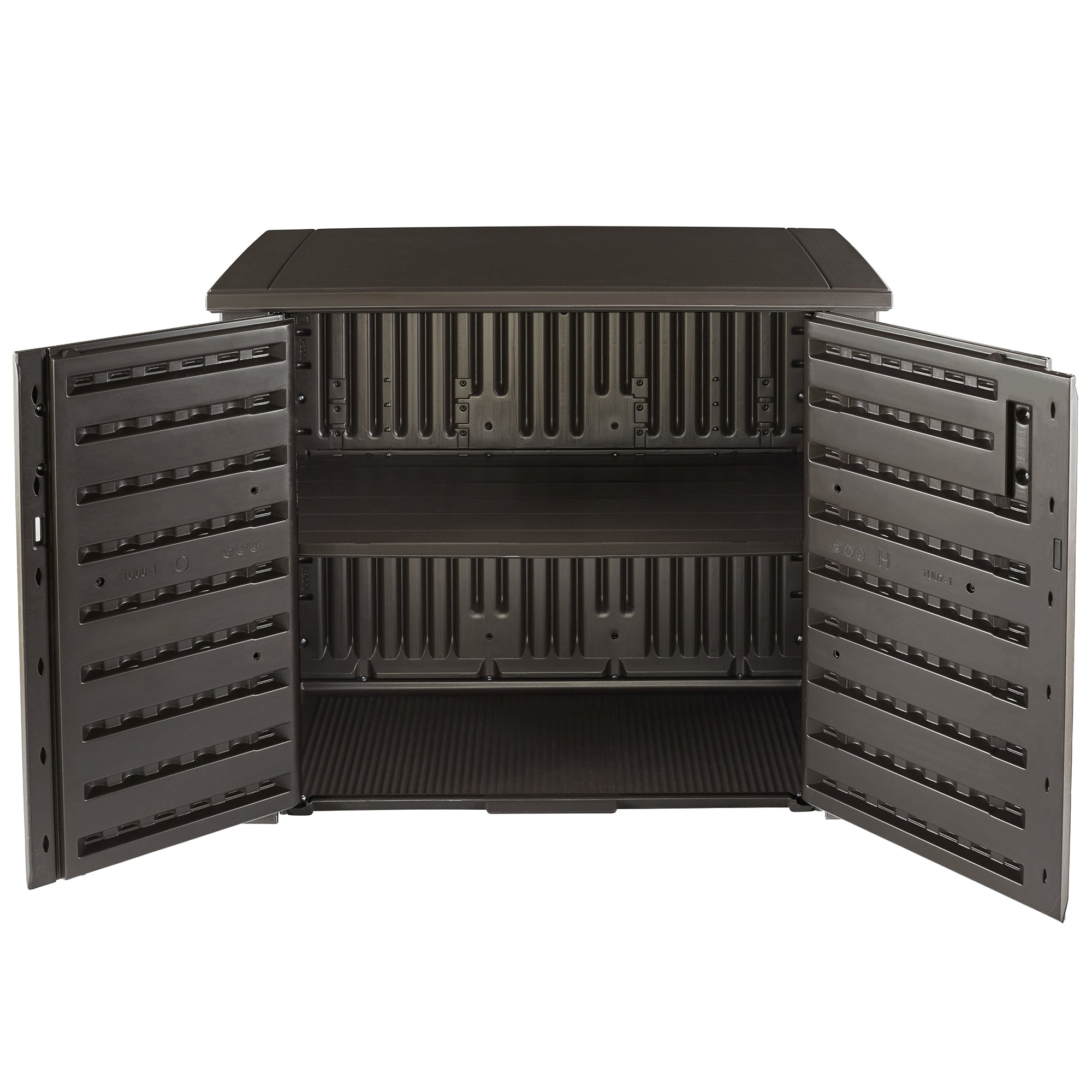 Rubbermaid Weather Resistant Weaved Resin Outdoor Patio Storage Cabinet, Brown - VMInnovations