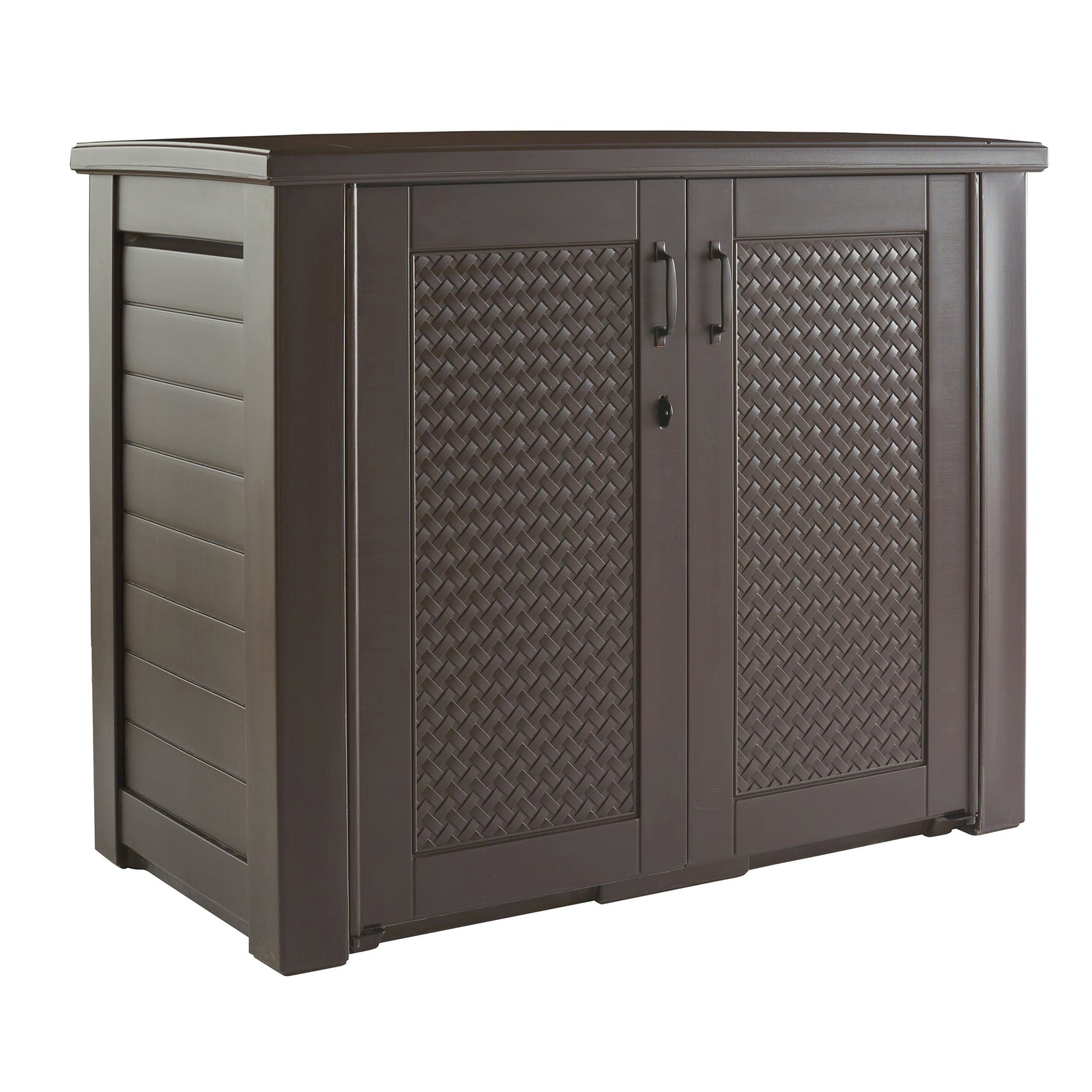 Rubbermaid Weather Resistant Weaved Resin Outdoor Patio Storage Cabinet, Brown - VMInnovations