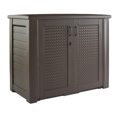 Rubbermaid Weather Resistant Weaved Resin Outdoor Patio Storage Cabinet, Brown - VMInnovations