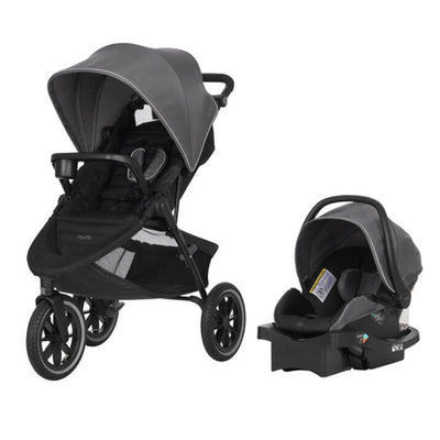 Evenflo Folio3 Stroller Jogger Travel System w/ LiteMax 35 Car Seat, Avenue Gray