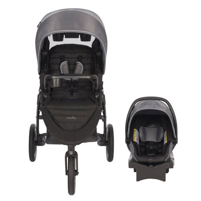 Evenflo Folio3 Stroller Jogger Travel System w/ LiteMax 35 Car Seat, Avenue Gray