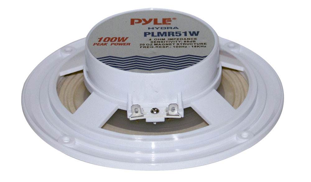 2) PYLE PLMR51W 5.25" 100W 2-Way Waterproof Marine/Boat/Car Audio Speakers White