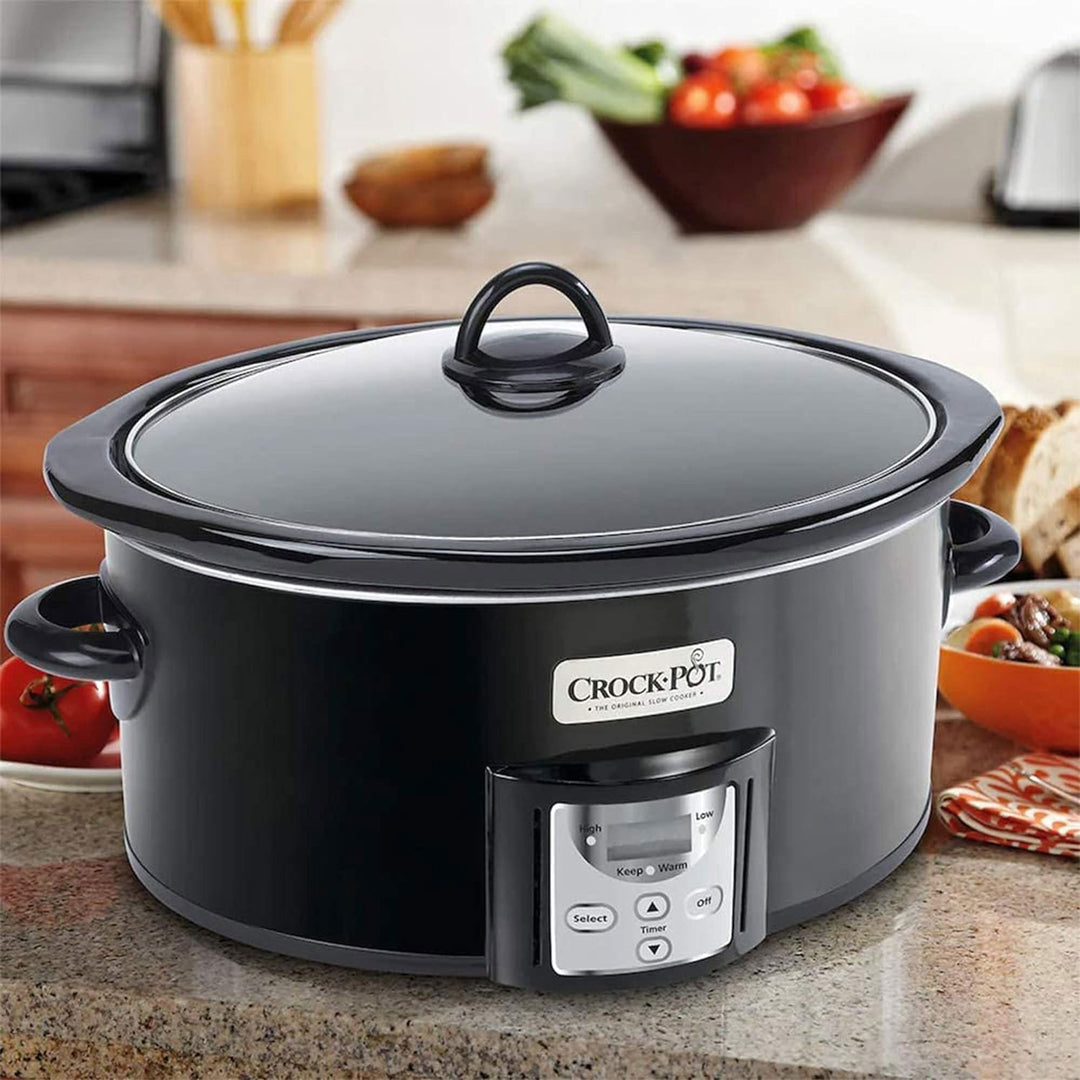 Crock-Pot 4 Qt Digital Count Down Food Slow Cooker Appliance, Black (Used)